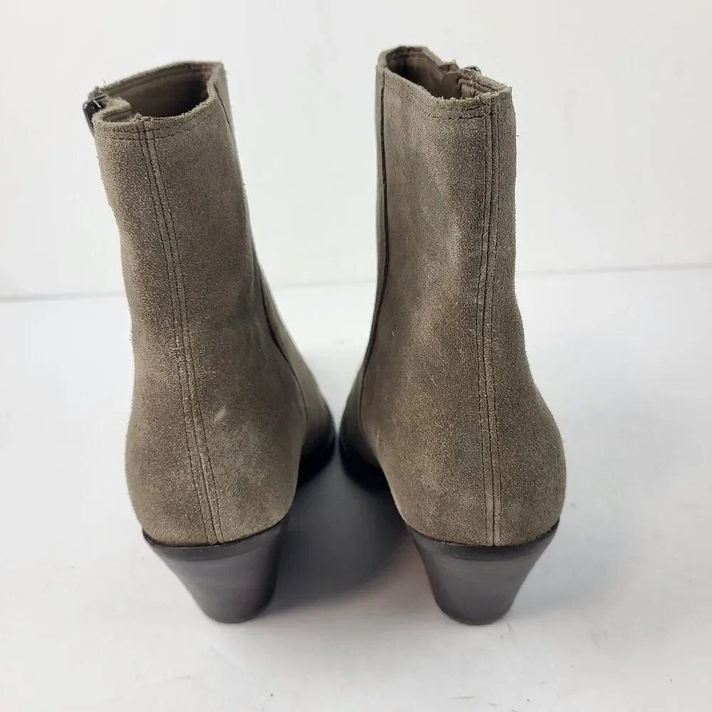 Sam Edelman Jane Desert Olive Suede Ankle Booties Size 6.5M